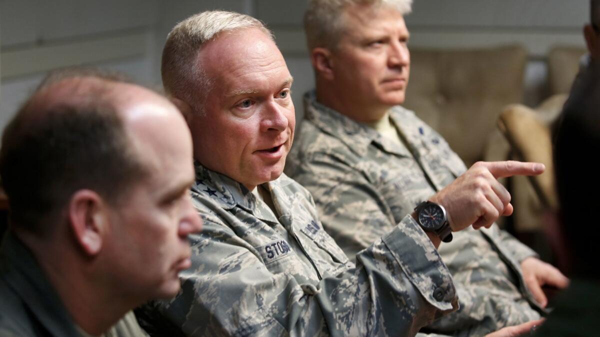 Maj. Gen. Fred B. Stoss III, center, director of operations at Air Force Global Strike Command.