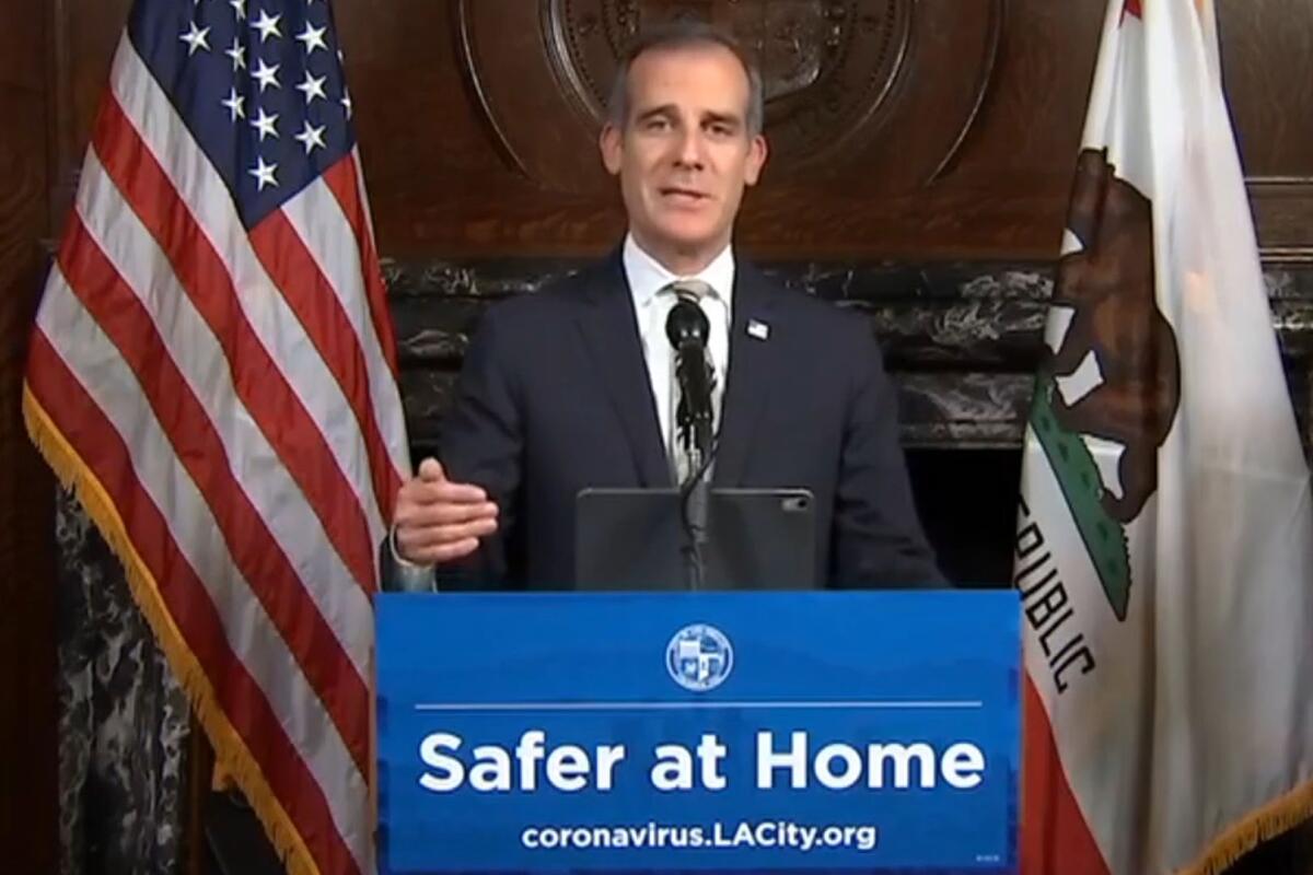 L.A. Mayor Eric Garcetti talks about the drawbacks of sheltering homeless people in hotel rooms during the pandemic without having their health monitored.