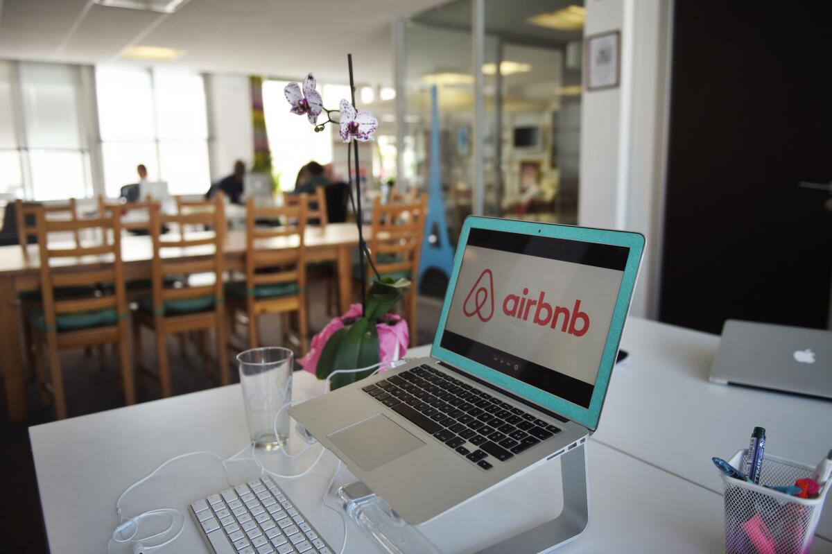 The logo of online lodging service Airbnb. 