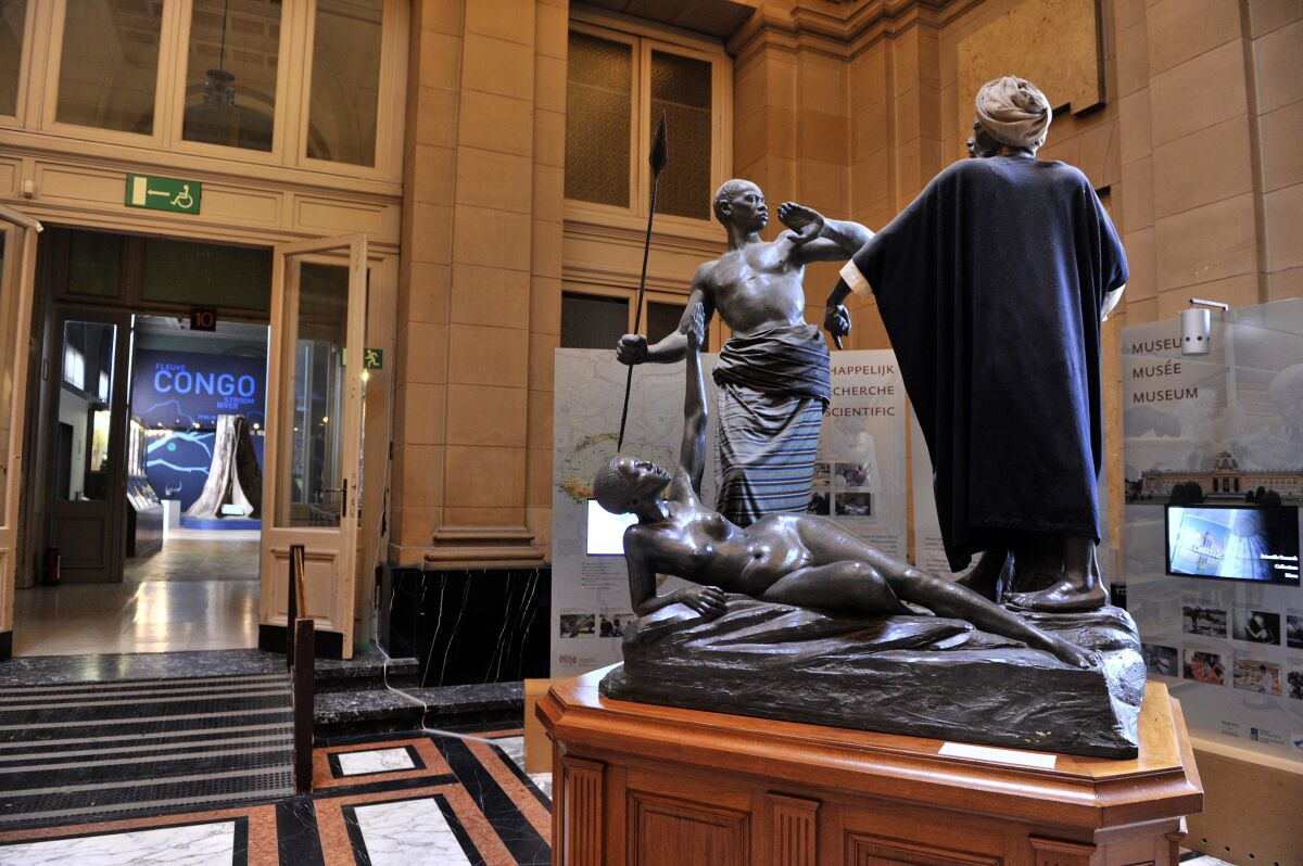 Sculptures of Africans on display at the Royal Museum of Central Africa in Brussels in 2013, before it closed for a major makeover.