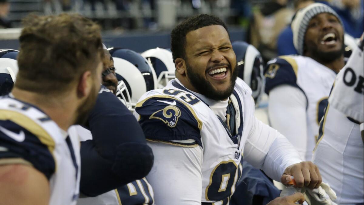 Rams defensive end Aaron Donald did not suit up until the second week of last season but ended up the NFL's defensive player of the year.
