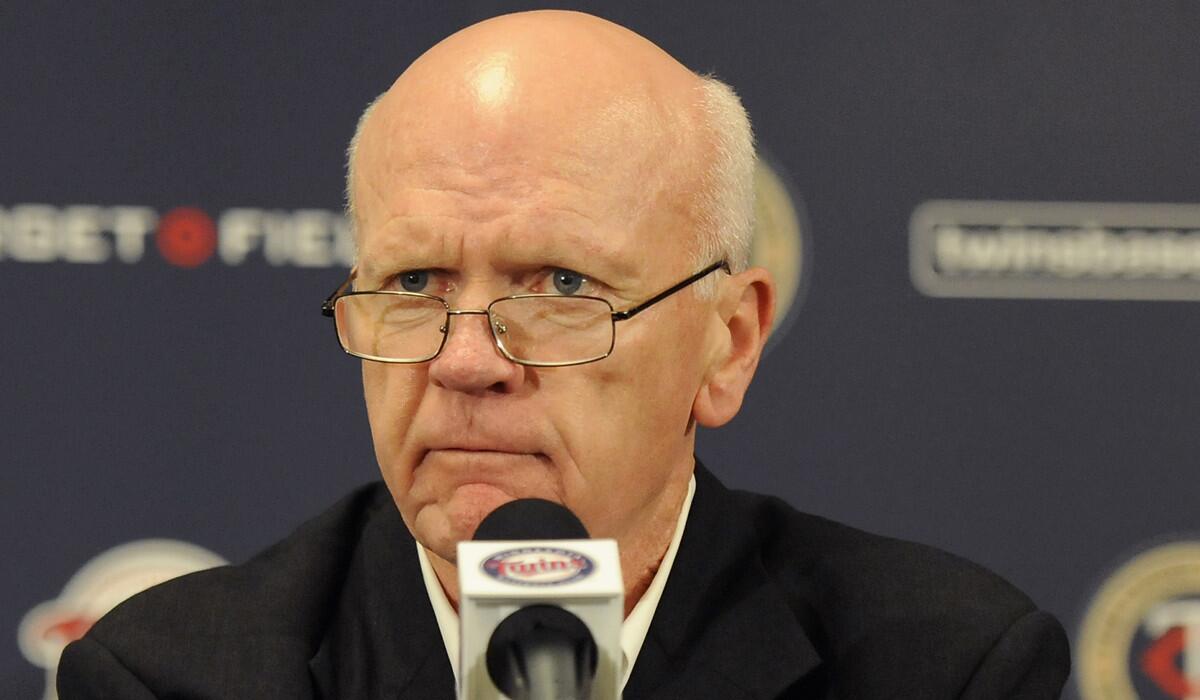 Former Minnesota Twins general manager Terry Ryan speaks to the media during a press conference on Sept. 29, 2014. The Twins fired Ryan on Monday after the team fell to the worst record in the American League.