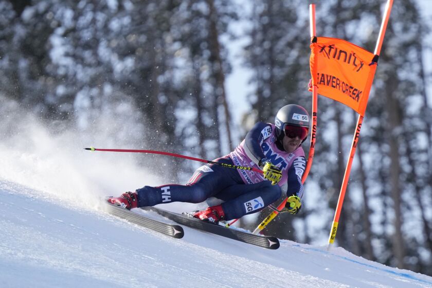 Norway's Aleksander Aamodt Kilde competes during a men's World Cup super-G skiing race Sunday, Dec. 4, 2022, in Beaver Creek, Colo. (AP Photo/Robert F. Bukaty)