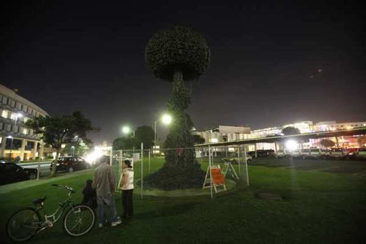 The sculpture "Chain Reaction" by Paul Conrad was not designed for outdoor display, according to a Santa Monica official.