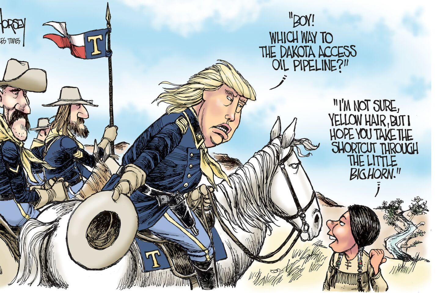 Donald Trump leads the cavalry charge at Standing Rock.