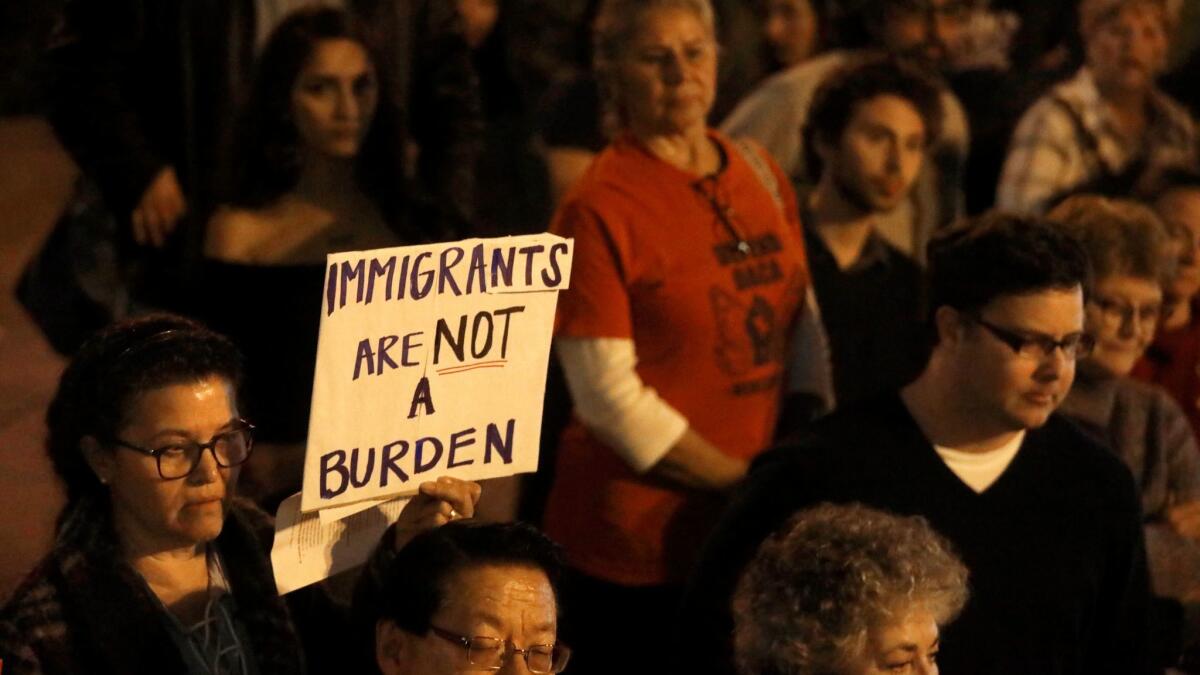 A rally is held this month to protest a memorandum of understanding signed by the San Gabriel Police Department and a unit of Immigration and Customs Enforcement.