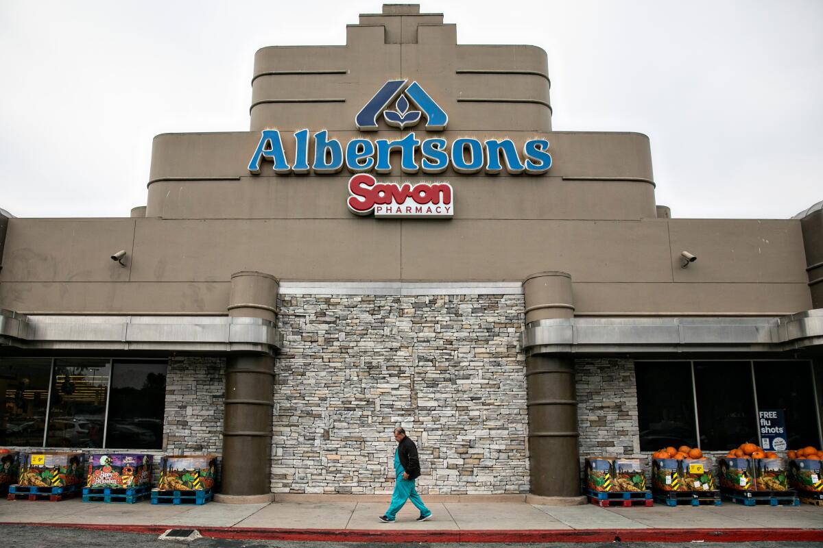 A shopper visits Albertsons at 3901 Crenshaw Blvd on Friday, Oct. 14.