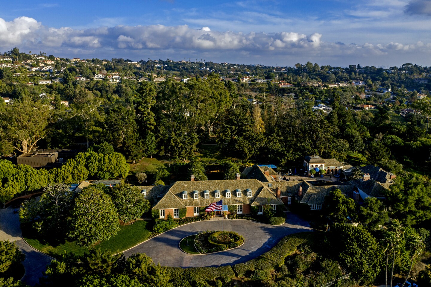 Foxhill estate, a La Jolla property that formerly belonged to the late David Copley, was sold to hotel developer Doug Manchester for $17 million in 2015. The French manor-style home, designed by Roy Drew, is back on the market for $25 million.