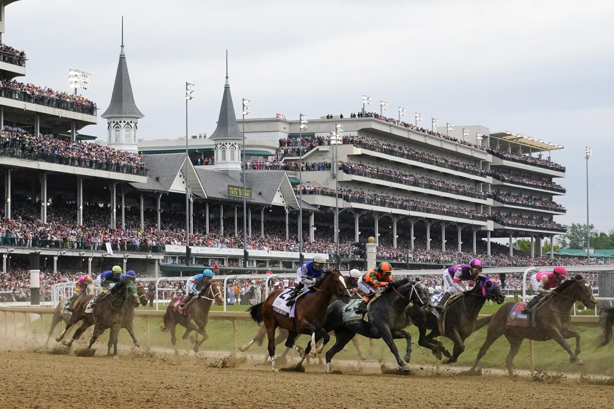 Horses gallop during the 149th running of the Kentucky Derby at Churchill Downs on May 6.