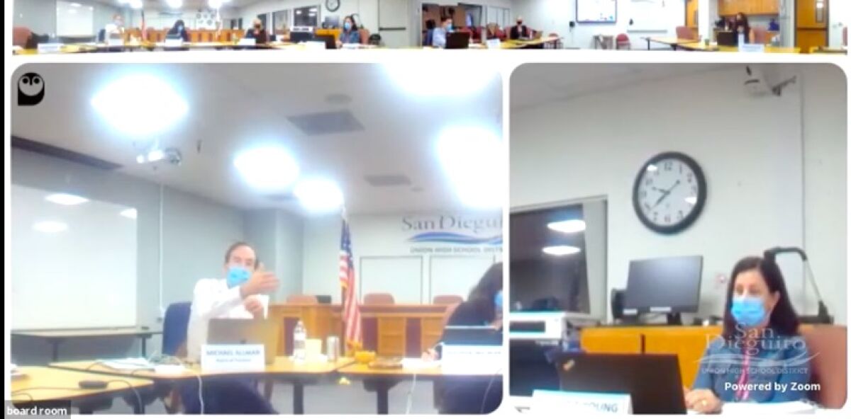 The SDUHSD board discussed hiring a new superintendent at its June 10 meeting.