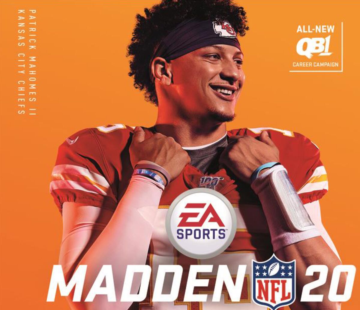 Kansas City Chiefs quarterback Patrick Mahomes appears on the cover of the "Madden NFL 20" video game.