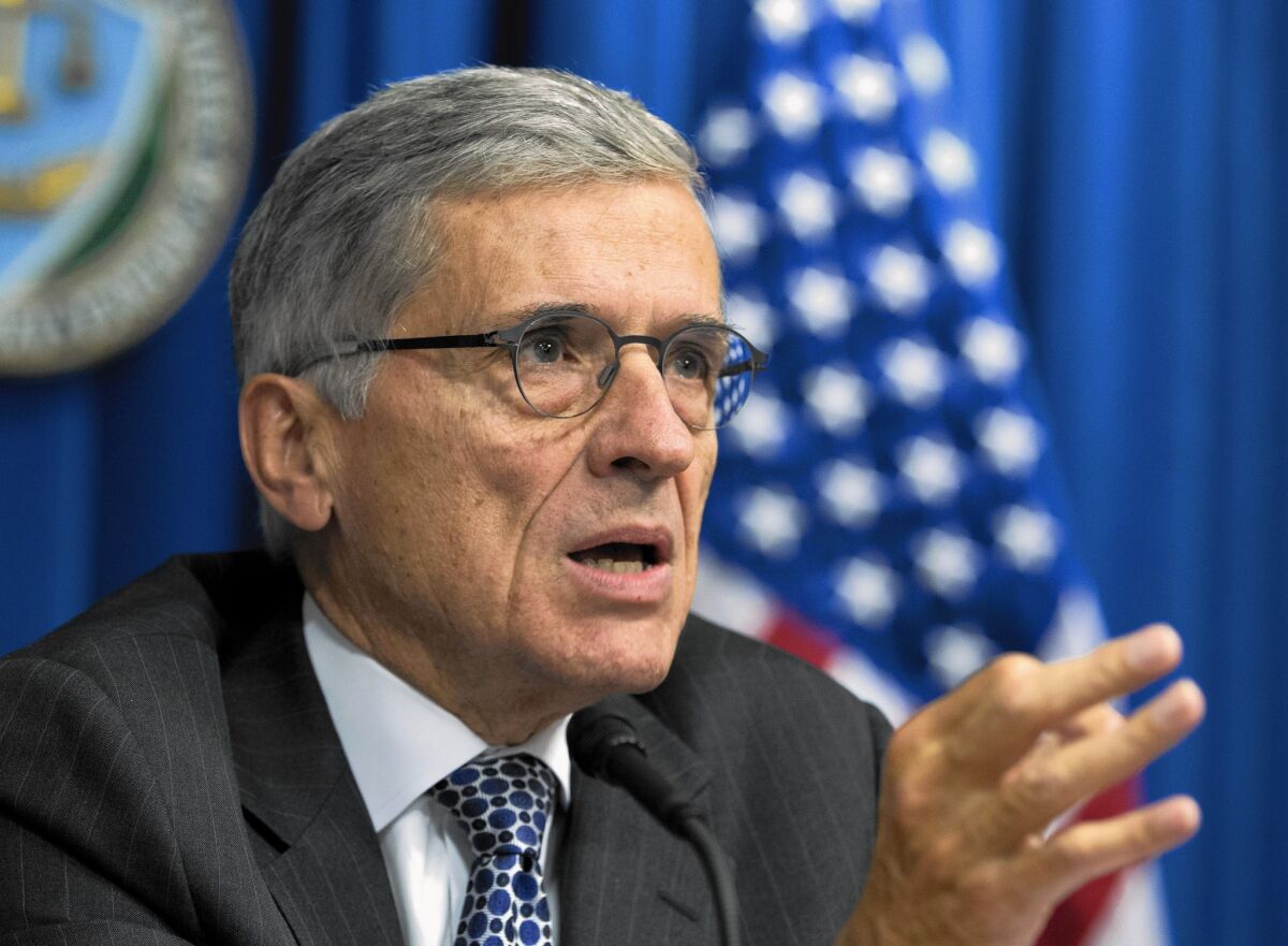 FCC Chairman Tom Wheeler speaks during a news conference in Washington.