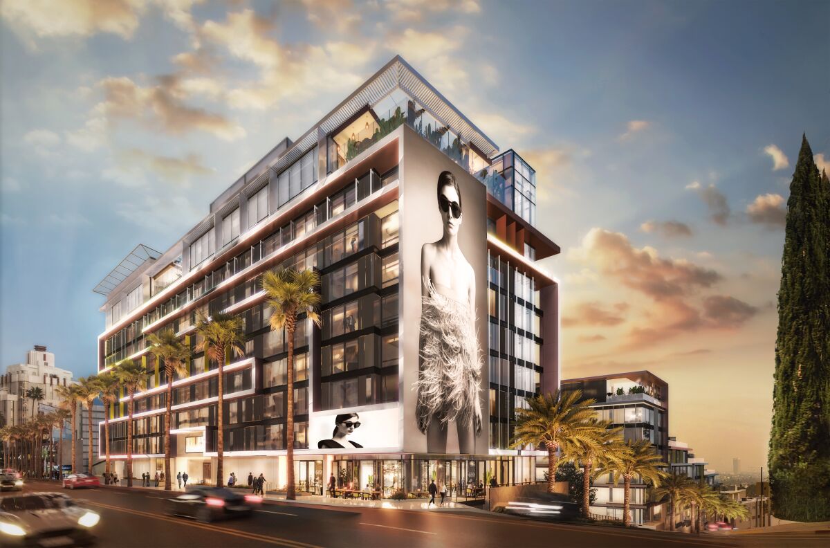 The $500-million Pendry hotel and residences complex, shown in an artist's rendering, is under construction on the Sunset Strip in West Hollywood on the former site of the House of Blues nightclub.