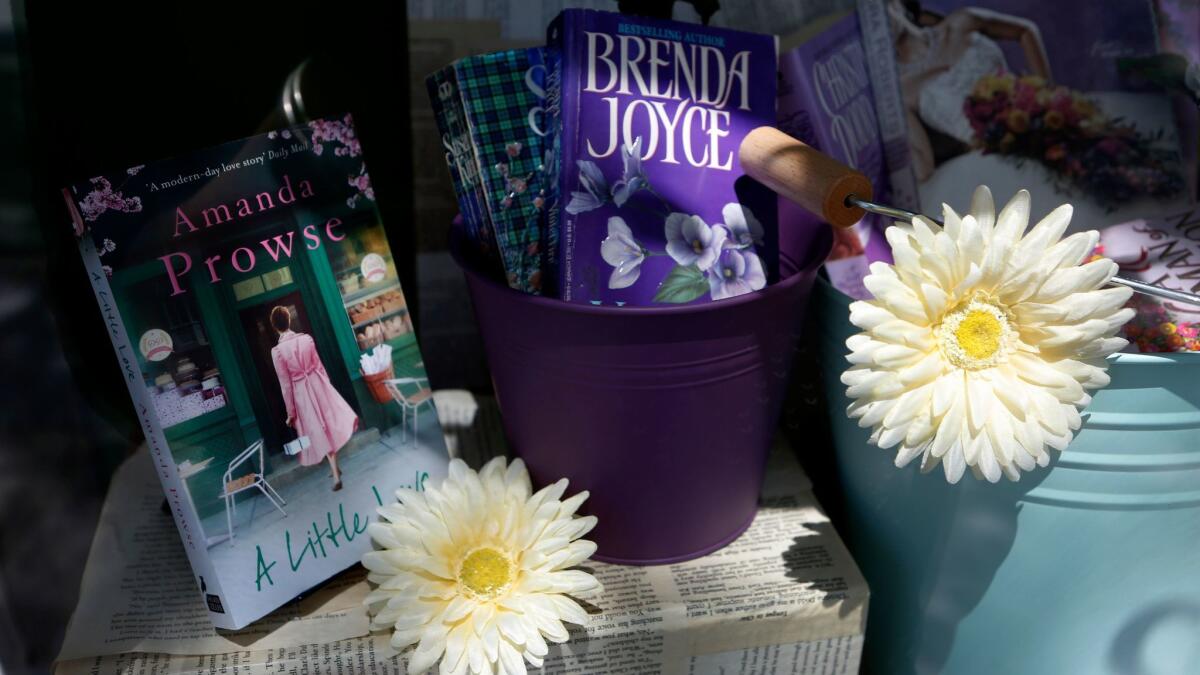 Part of the storefront display of the Ripped Bodice bookstore in Culver City.