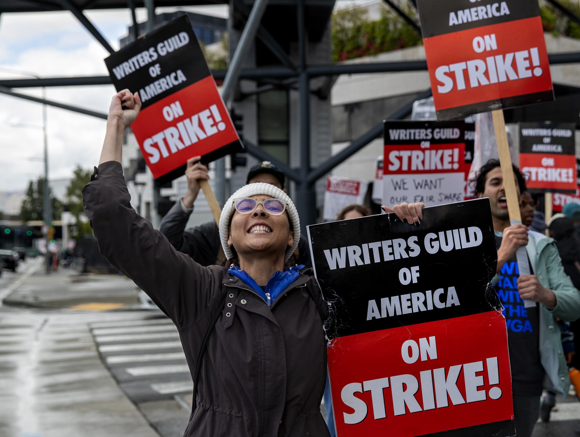 Saroya Whatley, a writer, strikes with other members of the Writers Guild of America.