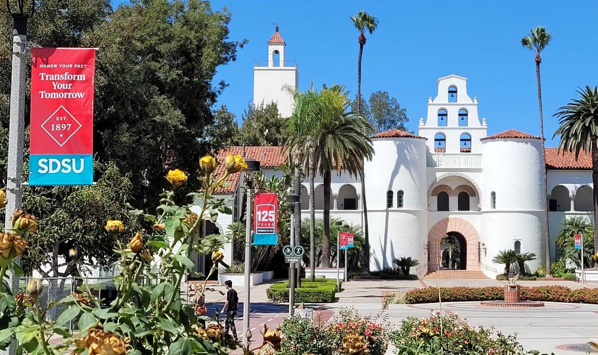 San Diego State University's iconic mission-style Hepner Hall 