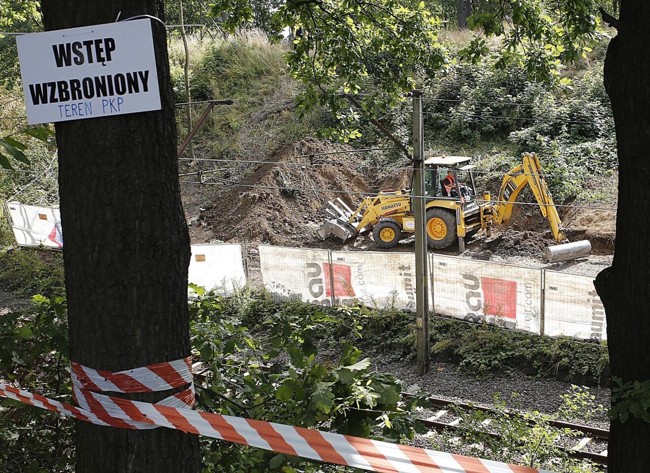Heavy machinery begins the search for a legendary Nazi train laden with treasure and armaments in Walbrzych, Poland, on Aug. 16, 2016.