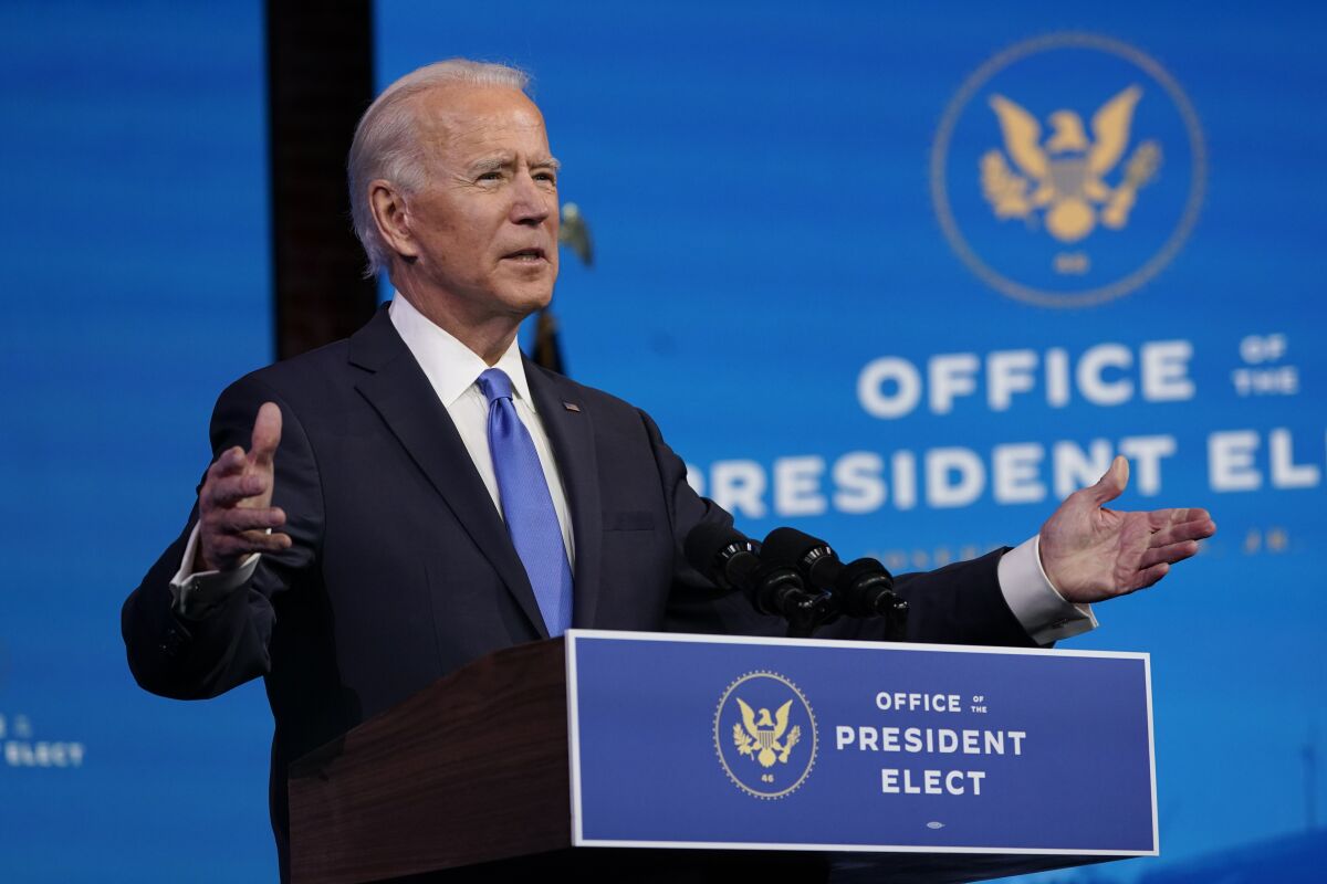 President-elect Joe Biden speaks after the electoral college formally elected him president.