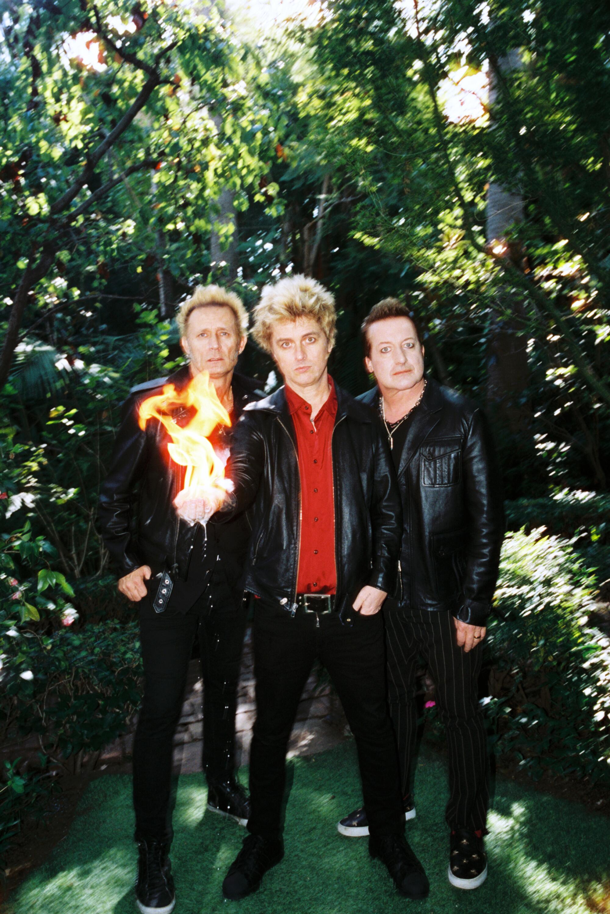 Mike Dirnt, Billie Joe Armstrong and Tre Cool of Green Day.