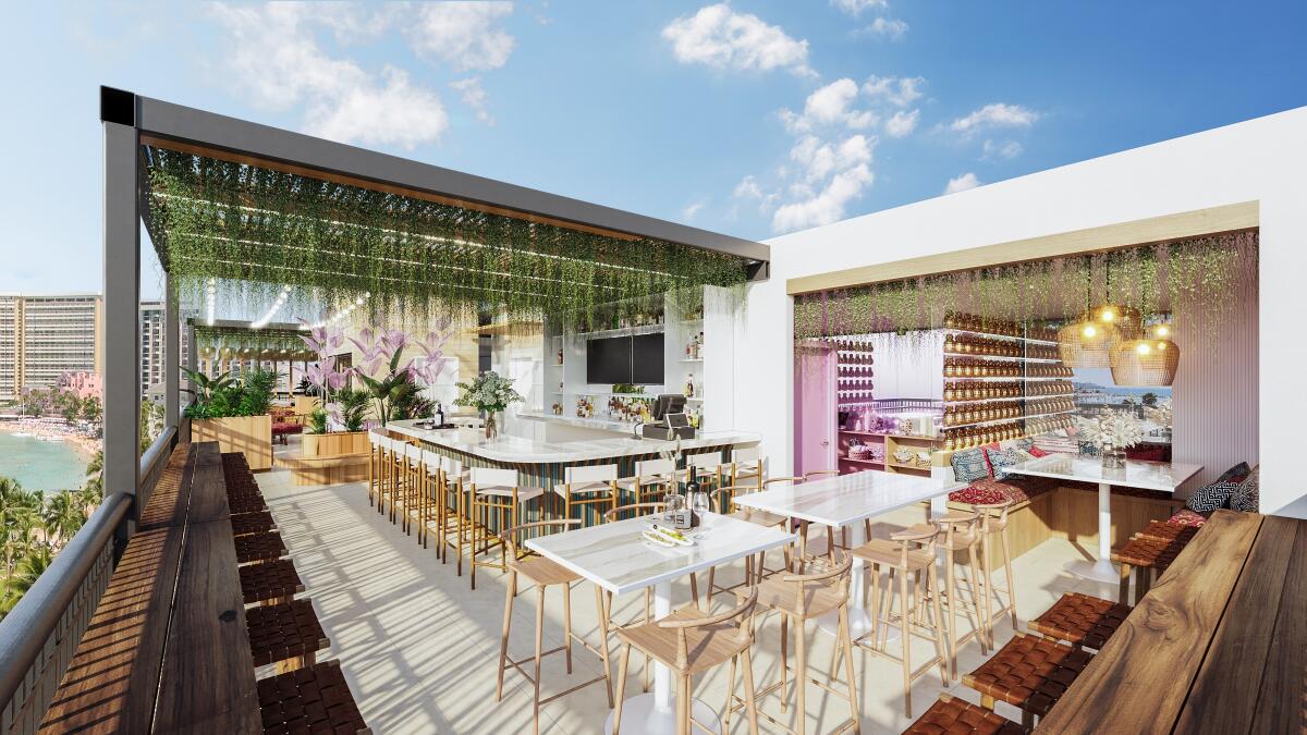An artist's rendering of Cococabana rooftop bar at the Brick Hotel in Oceanside.