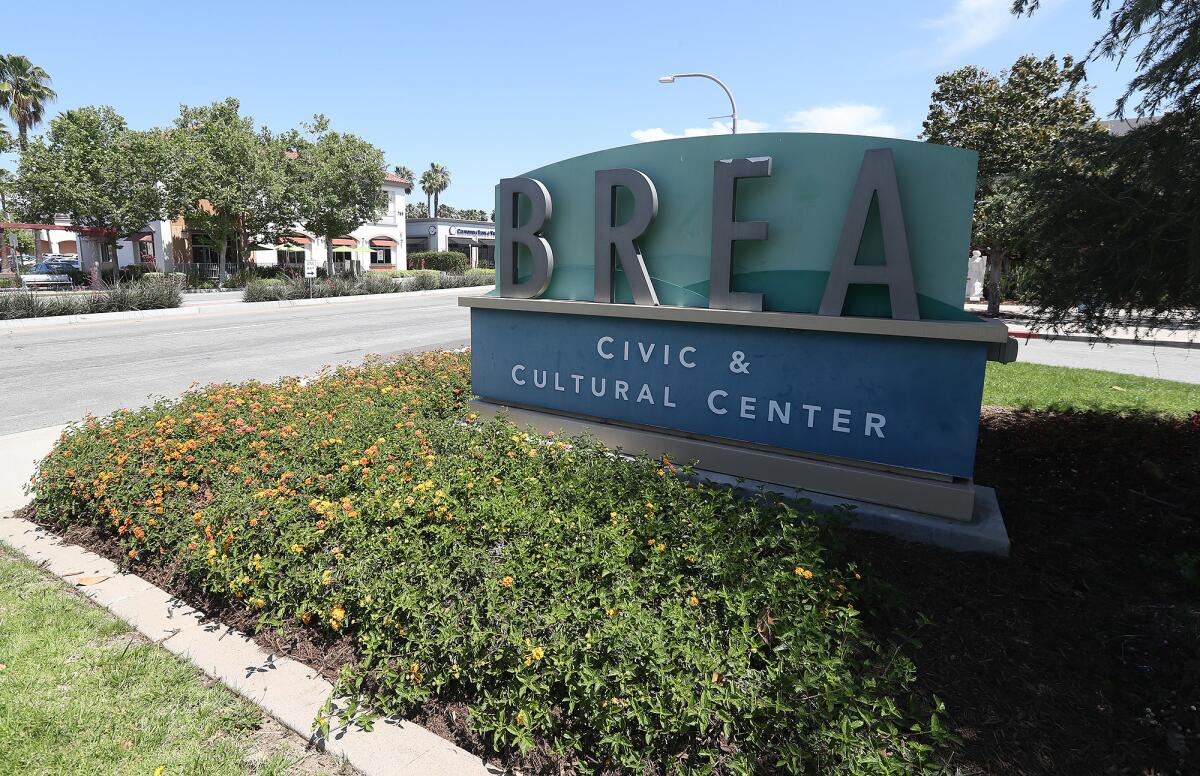 The Brea Civic and Cultural Center at East Birch Street and Civic Center Circle.