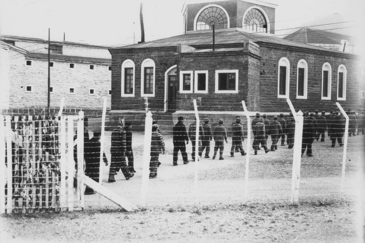 Historical archive photo of the Ushuaia prison.