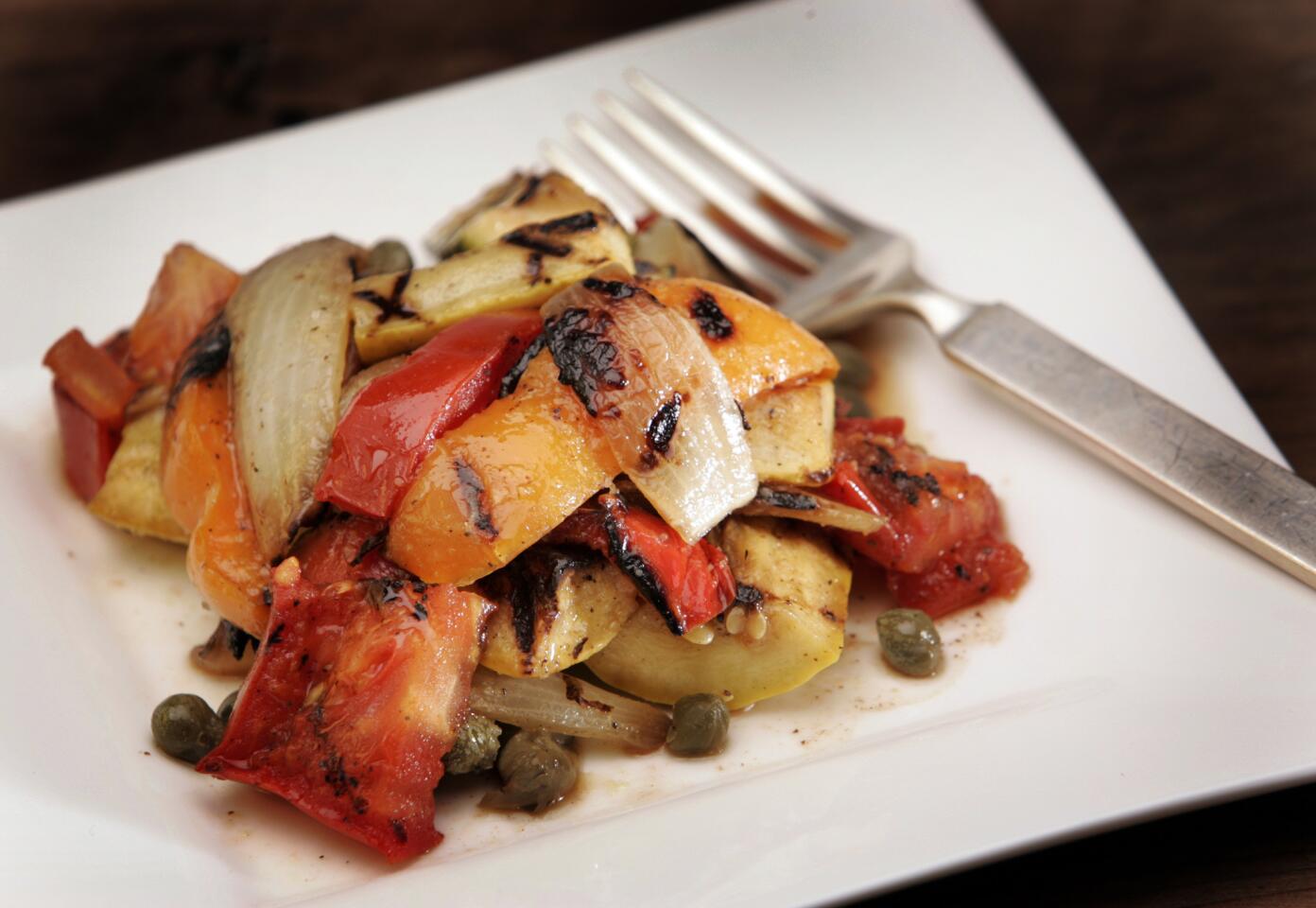 These grilled summer vegetables are dressed with a brown-butter vinaigrette.