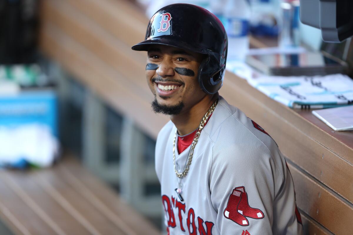 The Dodgers are among the teams in the hunt to trade for Boston Red Sox right fielder Mookie Betts.