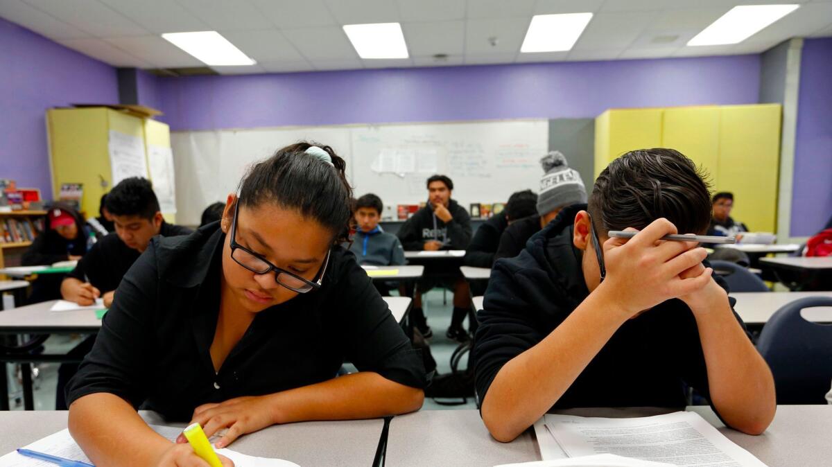 California's students stagnated on this year's standardized tests tied to the Common Core, but the state's lowest performers improved their standing significantly.