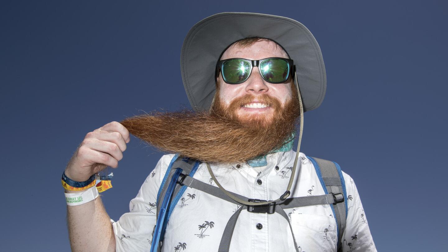 Denver resident Sean Reilly, 28, shows off his copious beard at the Coachella Music and Arts Festival in Indio, Calif., on April 15.