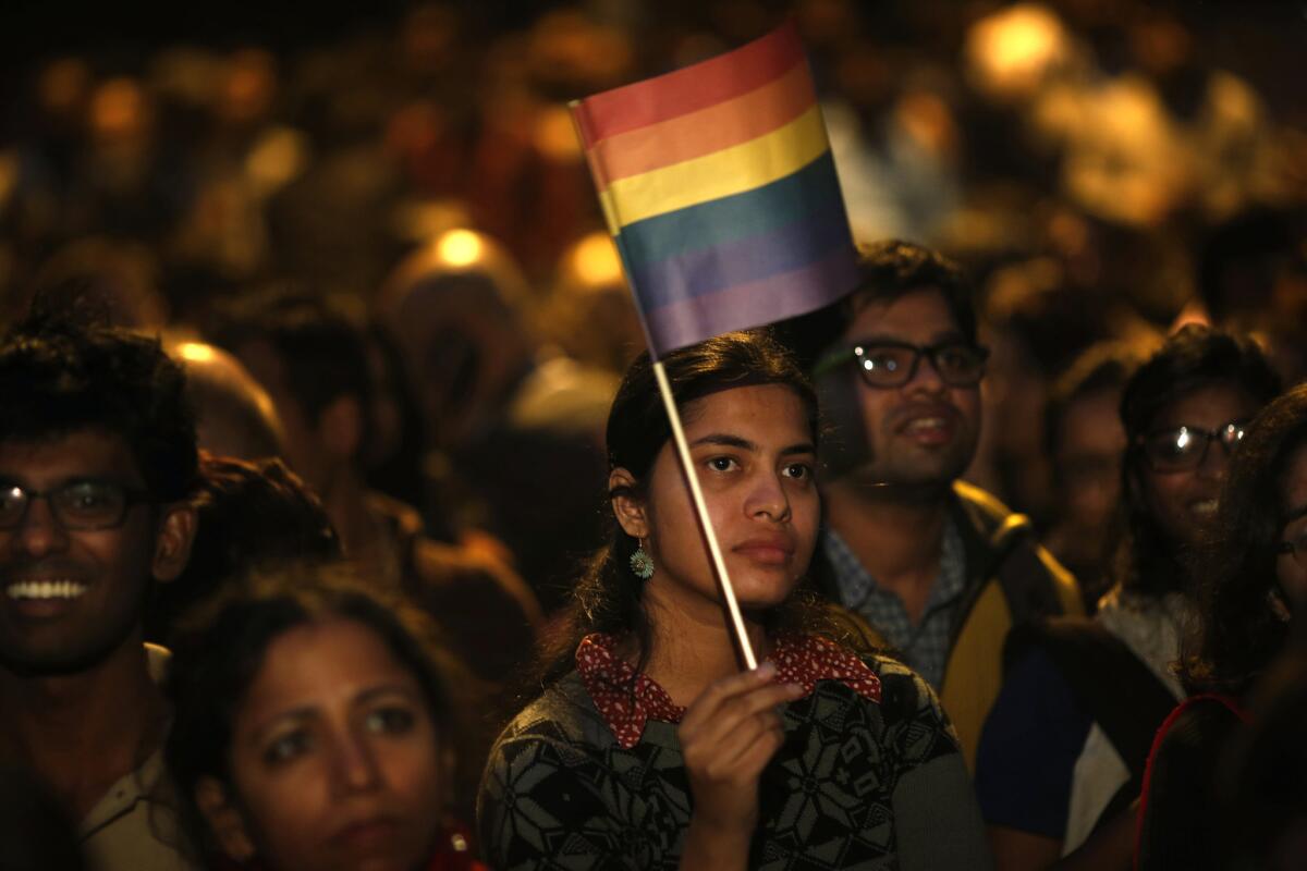 Gay rights activists rally in New Delhi after India's Supreme Court ruled that a colonial-era law criminalizing homosexual sex would remain in effect.