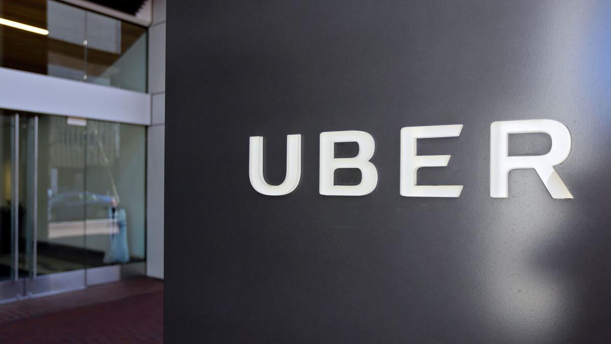 An exterior view of the headquarters of Uber in San Francisco.