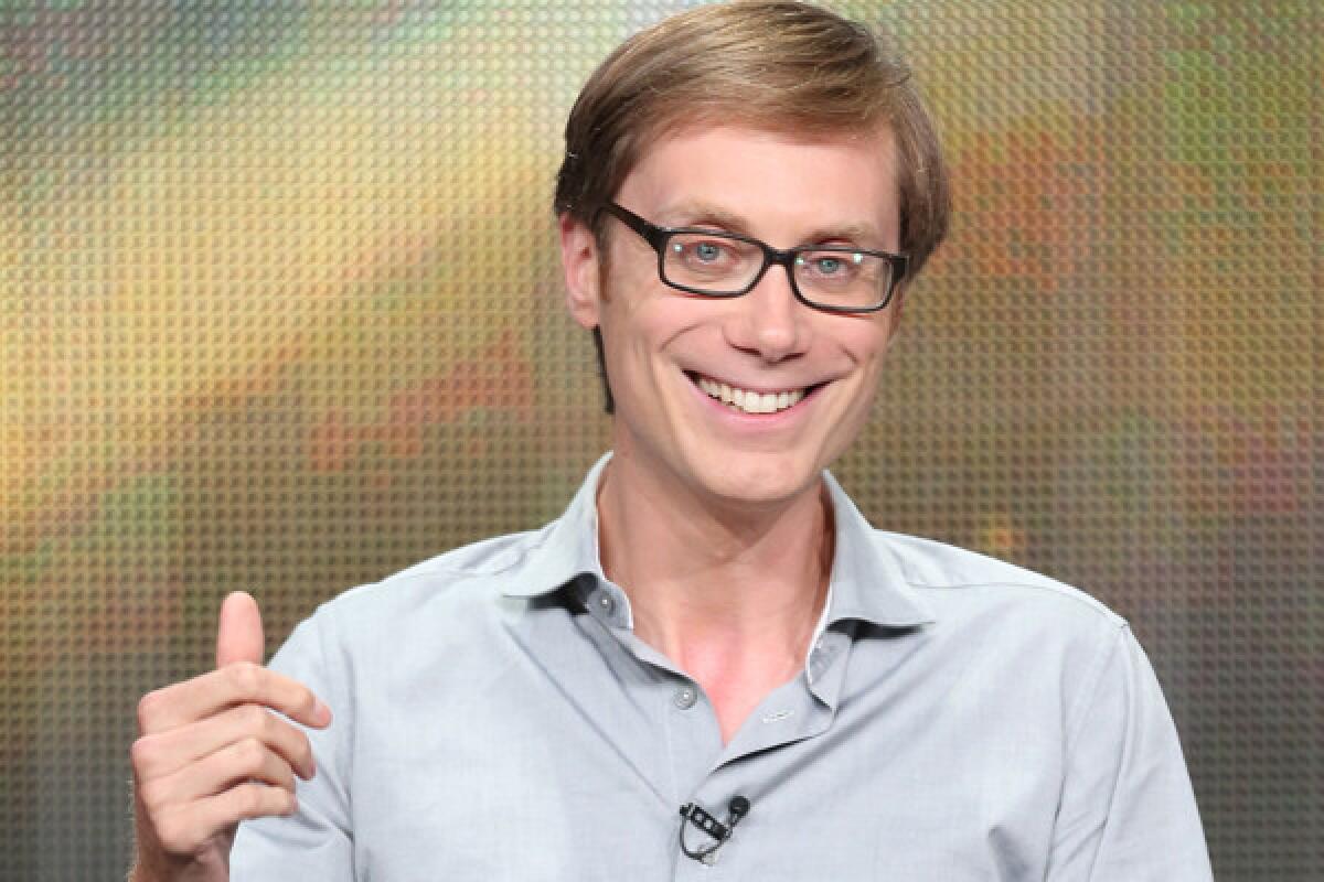 Actor Stephen Merchant speaks onstage during the "Hello Ladies" panel discussion at the HBO portion of the 2013 Summer Television Critics Association tour.