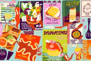 Illustration of ten cookbooks surrounded by food
