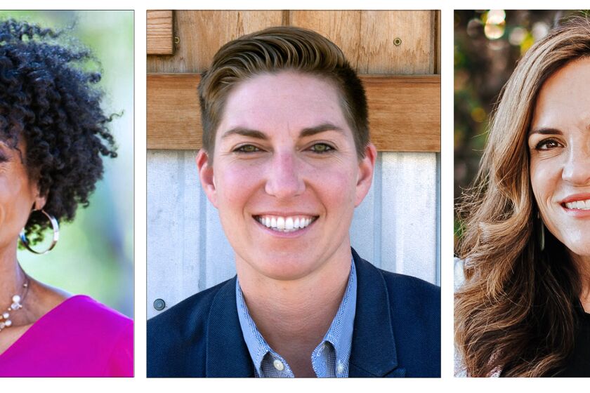 The San Diego County Supervisor candidates for District 4, Monica Montgomery Steppe, Janessa Goldbeck and Amy Reichert.