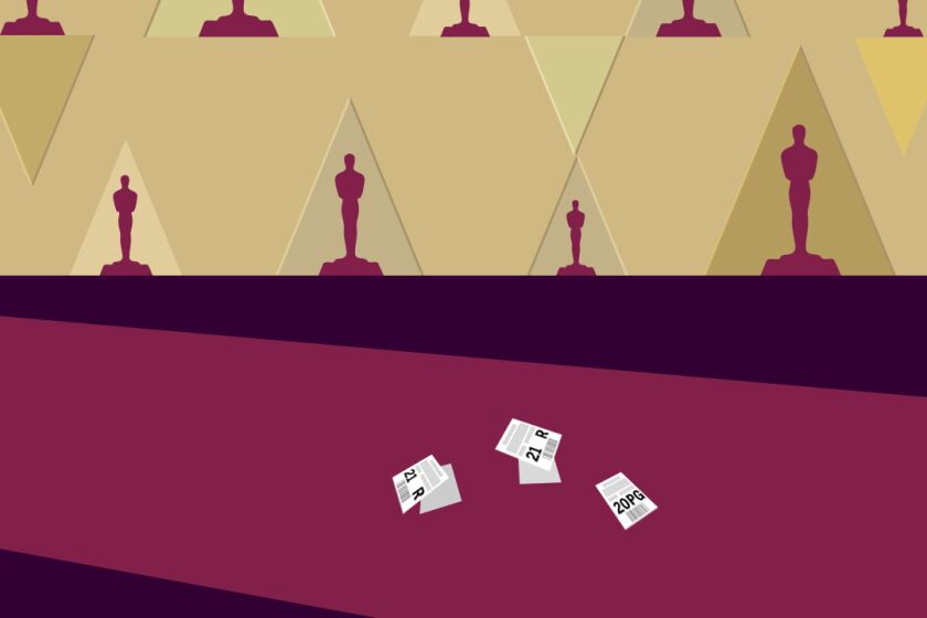 illustration of movie tickets dropped on the Oscars red carpet
