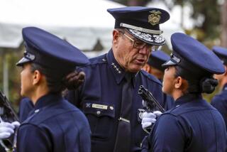 Los Angeles, CA - June 03: LAPD Chief Michel Moore inspects a Recruit Class 11-21 graduating class at a ceremony at Los Angeles Police Academy on Friday, June 3, 2022 in Los Angeles, CA. (Irfan Khan / Los Angeles Times)