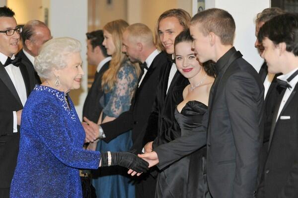 Queen Elizabeth II meets cast