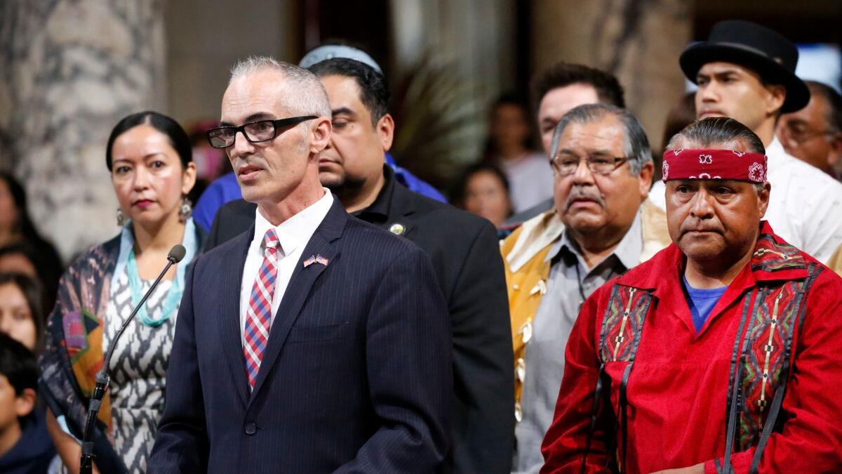 L.A. Councilman Mitch O'Farrell, who is a member of the Wyandotte Native American Tribe, led the City Council effort to establish Indigenous Peoples Day.