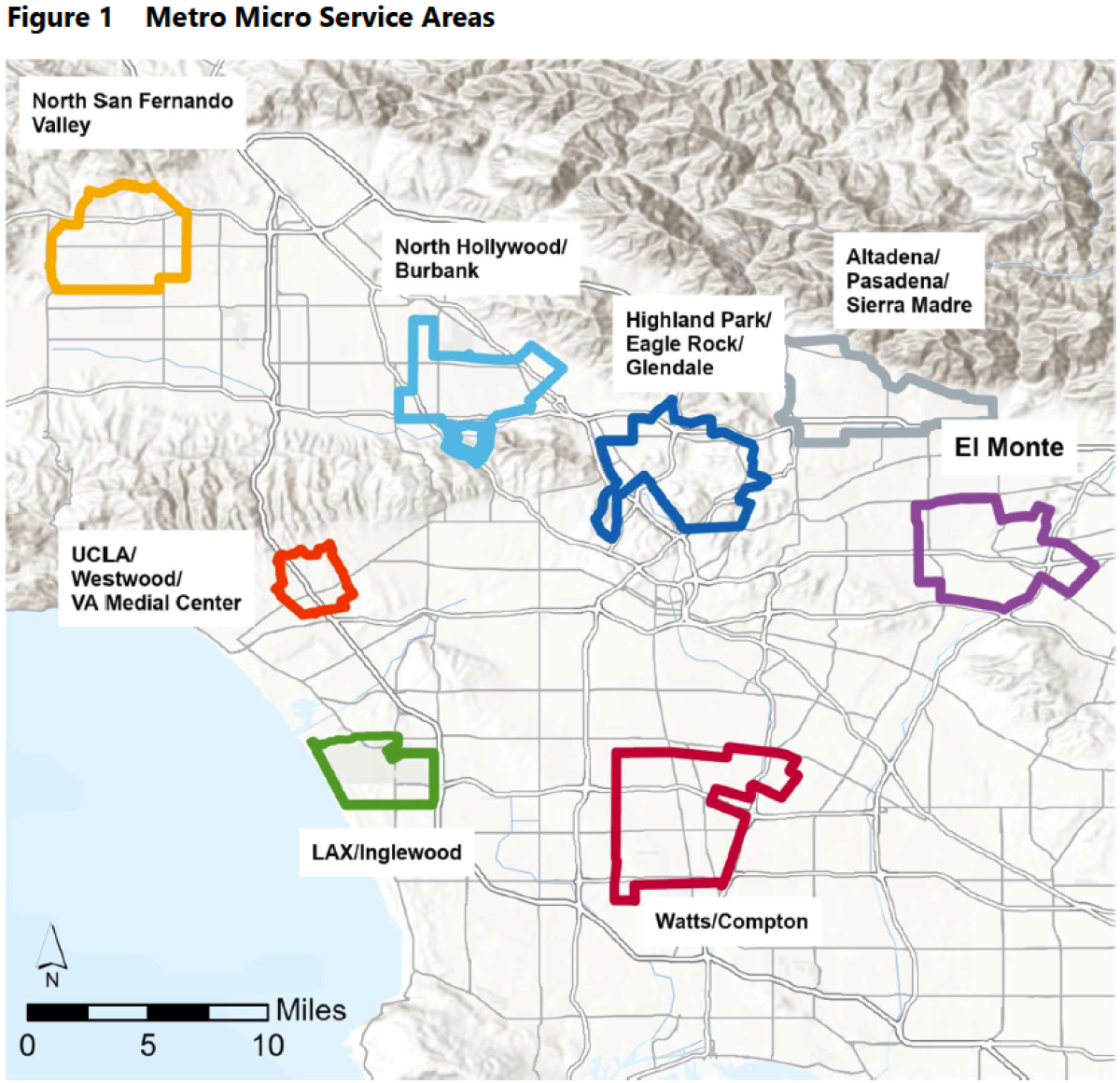 Map of eight Metro Micro of zones near 14 fully or partially eliminated bus routes.