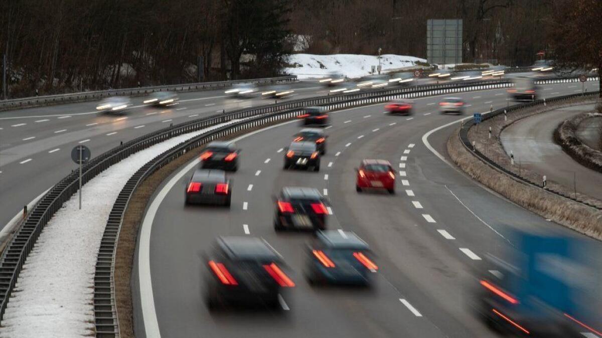 Traffic moves along the German motorway A95 near Munich on Jan. 27.