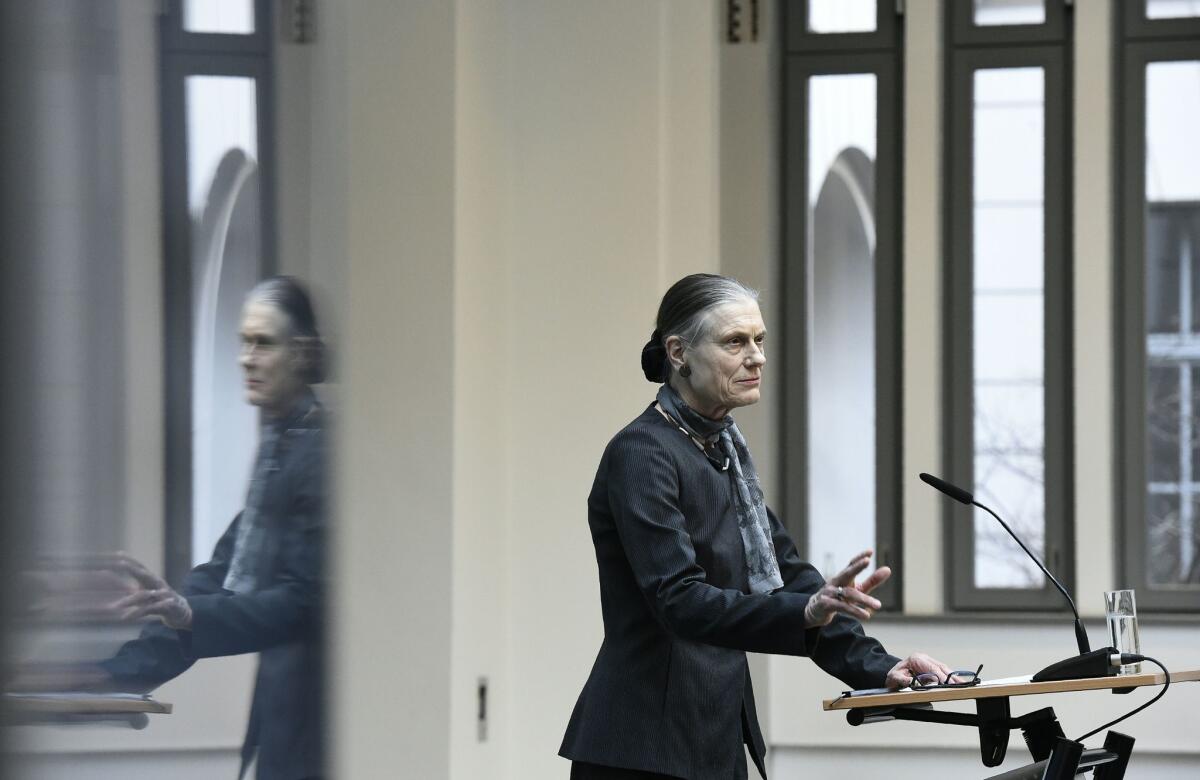 Ingeborg Berggreen-Merkel, the head of the task force investigating the Nazi-era art hoard of Cornelius Gurlitt, at a press conference in Berlin on Thursday.