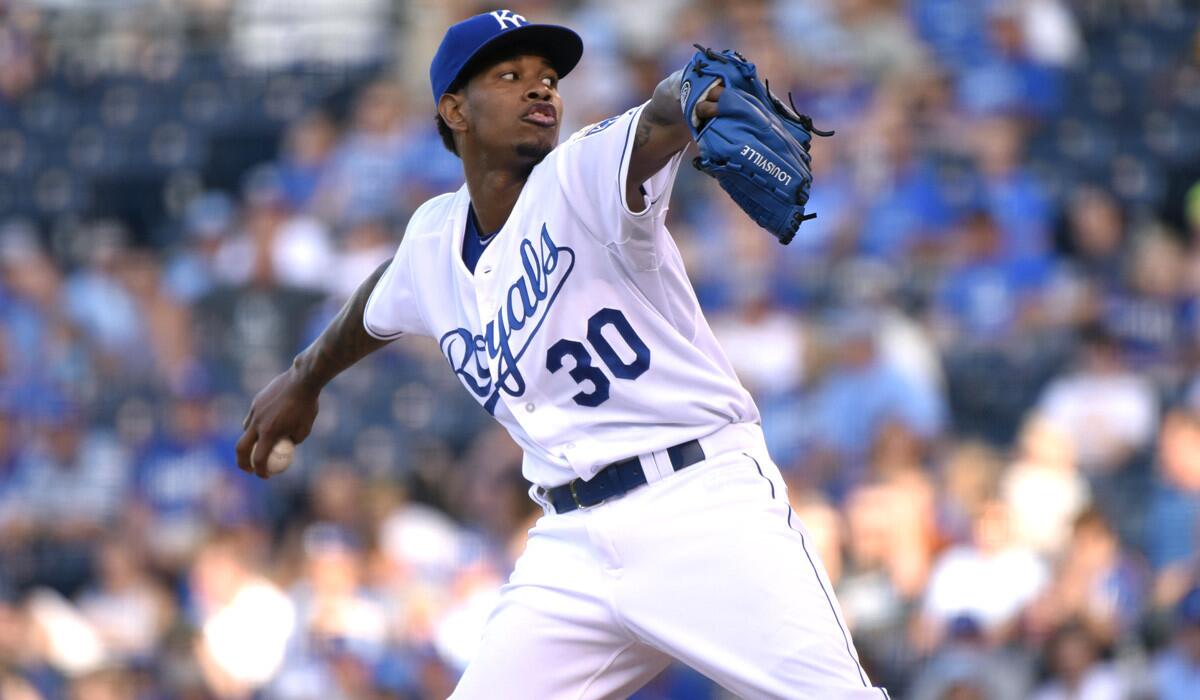 Kansas City Royals pitcher Yordano Ventura pitches during the first inning against the Pittsburgh Pirates on Monday.
