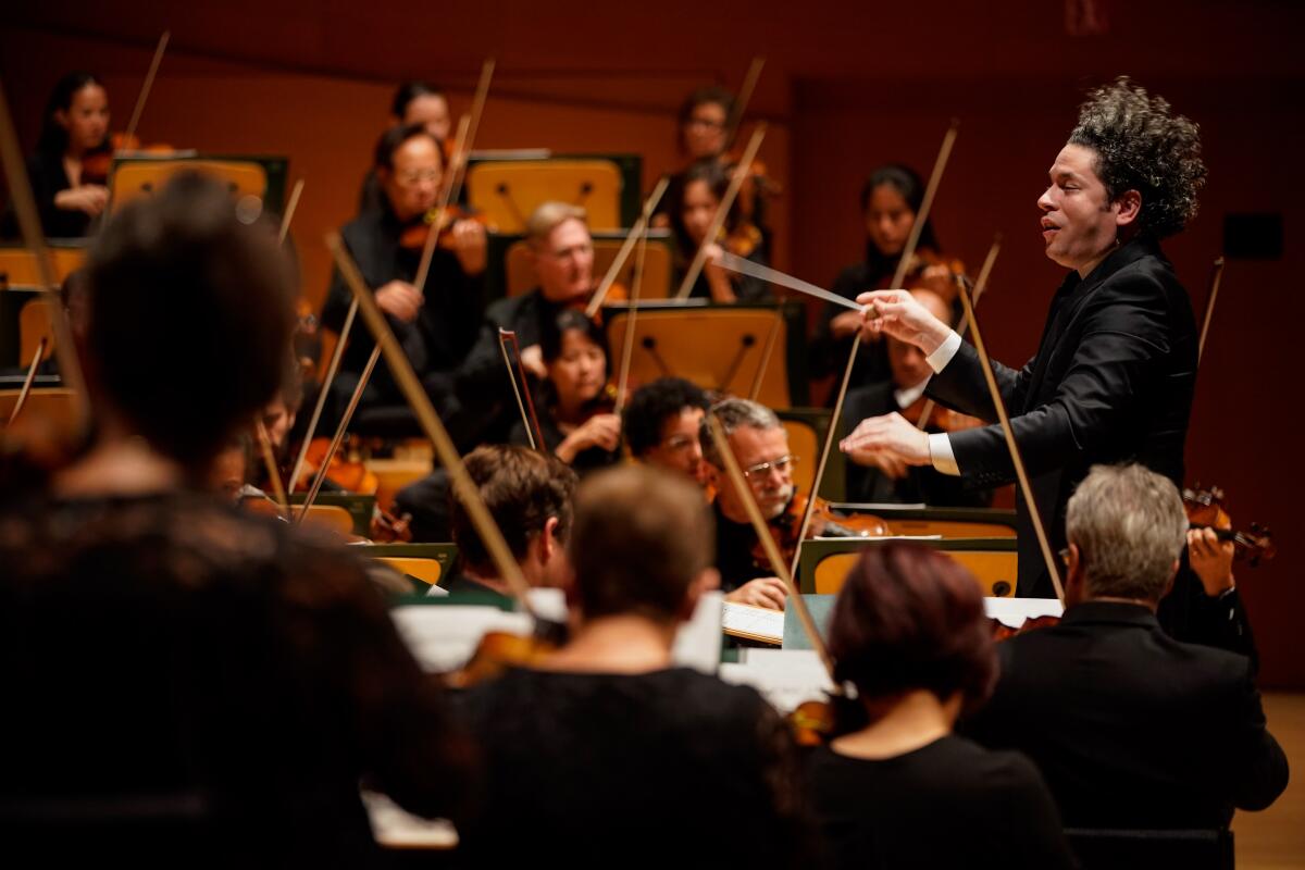 Gustavo Dudamel conducts the L.A. philharmonic. 