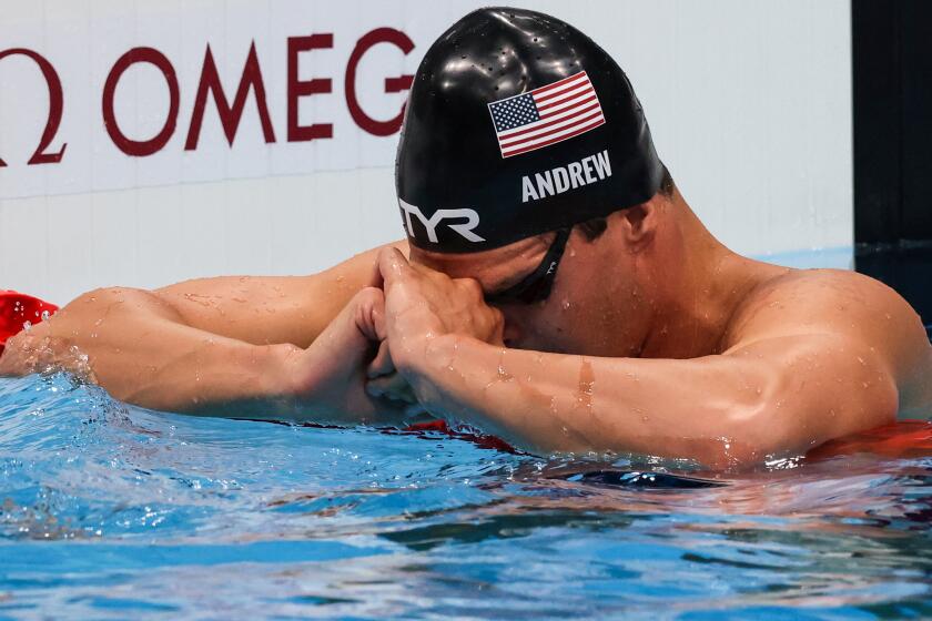 Tokyo, Japan, Friday, July 30, 2021 -USA swimmer Michael Andrew pause.