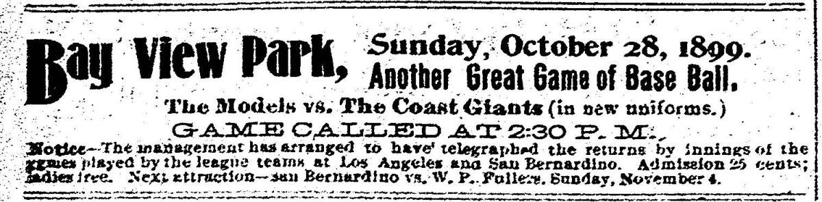 Baseball story and advertisement from 1899