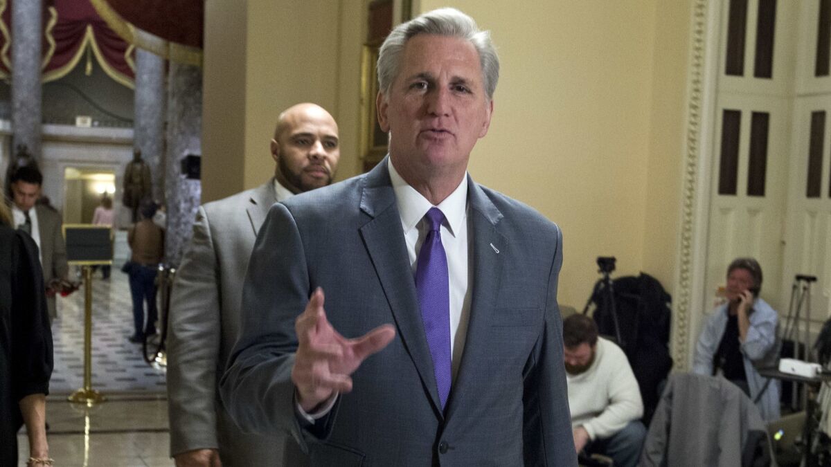 House Majority Leader Kevin McCarthy (R-Bakersfield) at the Capitol on Feb. 8.