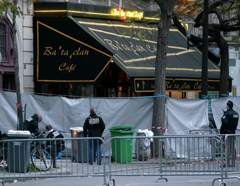 The police close off the Bataclan theater in Paris on Nov. 14, 2015.