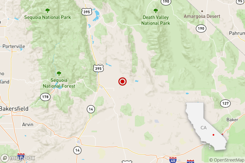 Location of the epicenter of Friday evening's quake near Ridgecrest, Calif..