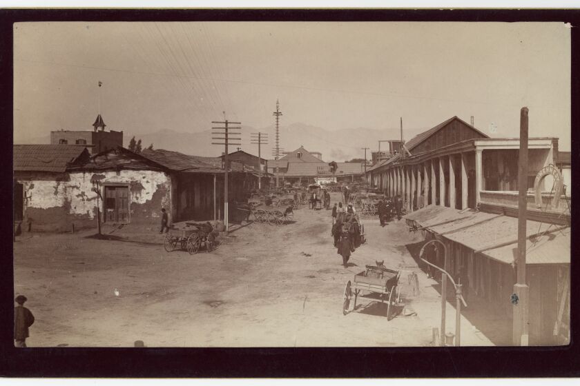 Street scene in Chinese Quarter of Los Angeles in 1885. The Chinese massacre happened two years later in 1871.